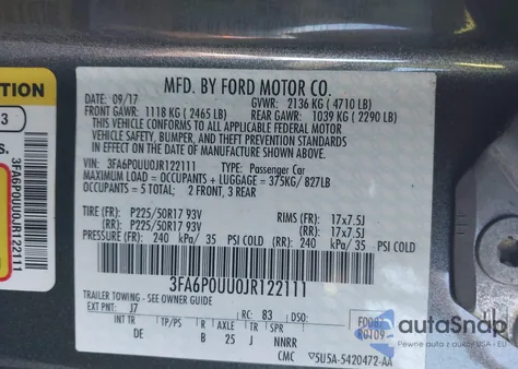 2018 Ford Fusion Hybrid S из США, поврежденный, VIN 3FA6P0UU0JR122111